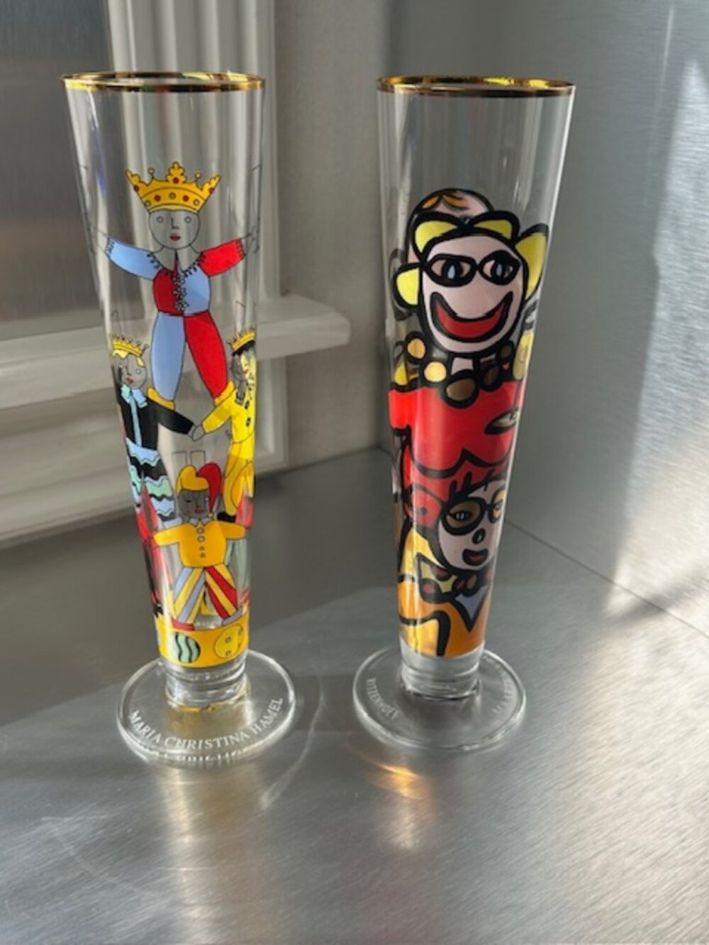 Vtg. Beer Glasses, Ritzenhoff collectible, 1990s